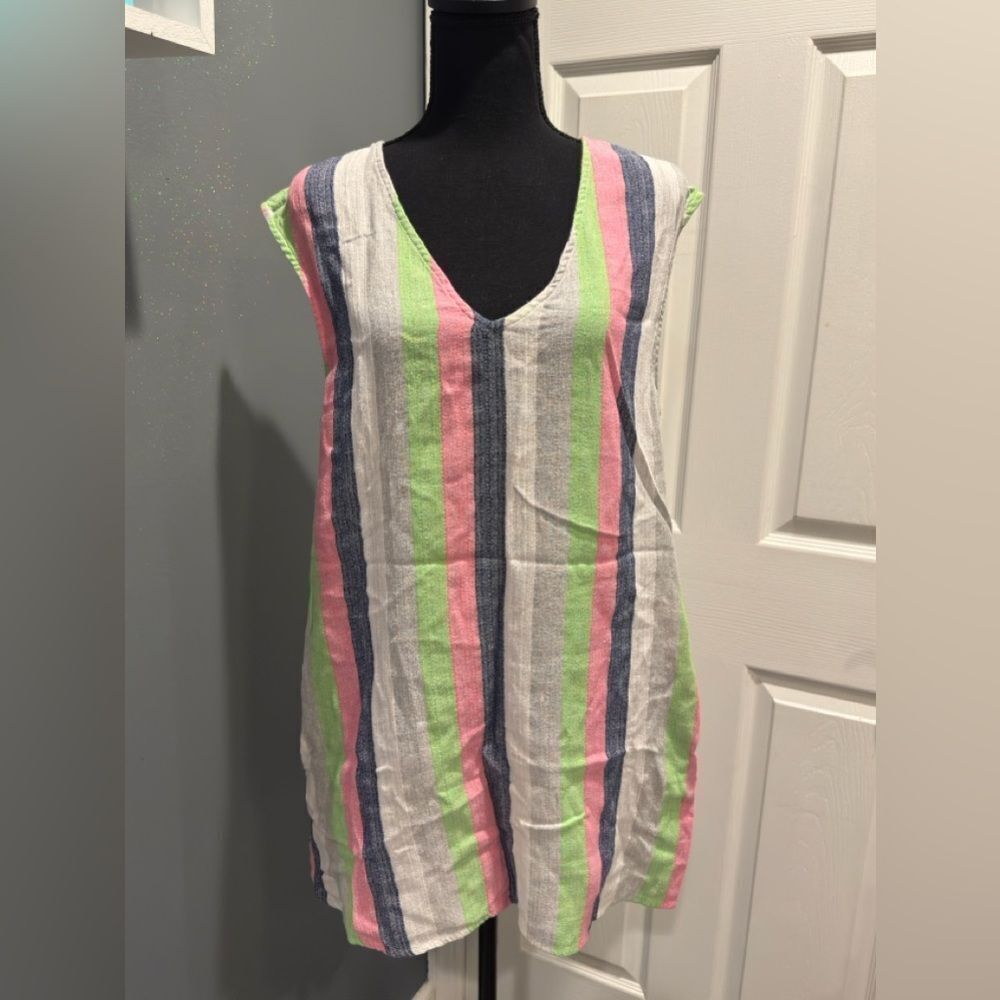 Glam Colorful Striped Sleeveless Tunic